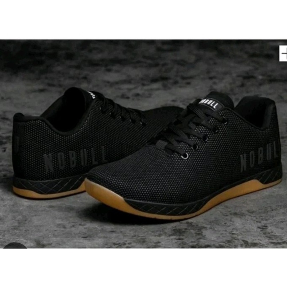 Nobull Sz 8Men 9.5Womans Trainers Shoes Black Gum Outwork Sneaker Lace up Super